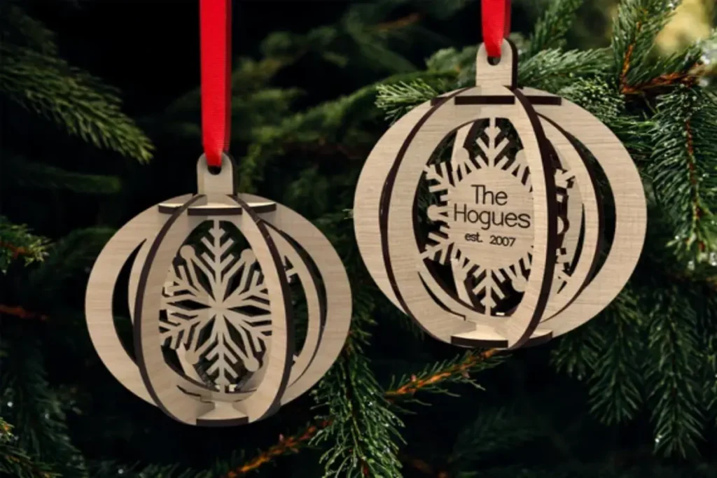 3D Christmas snowflake ornament - Svg Laser-Ready Cut Files - wooden Christmas tree decoration