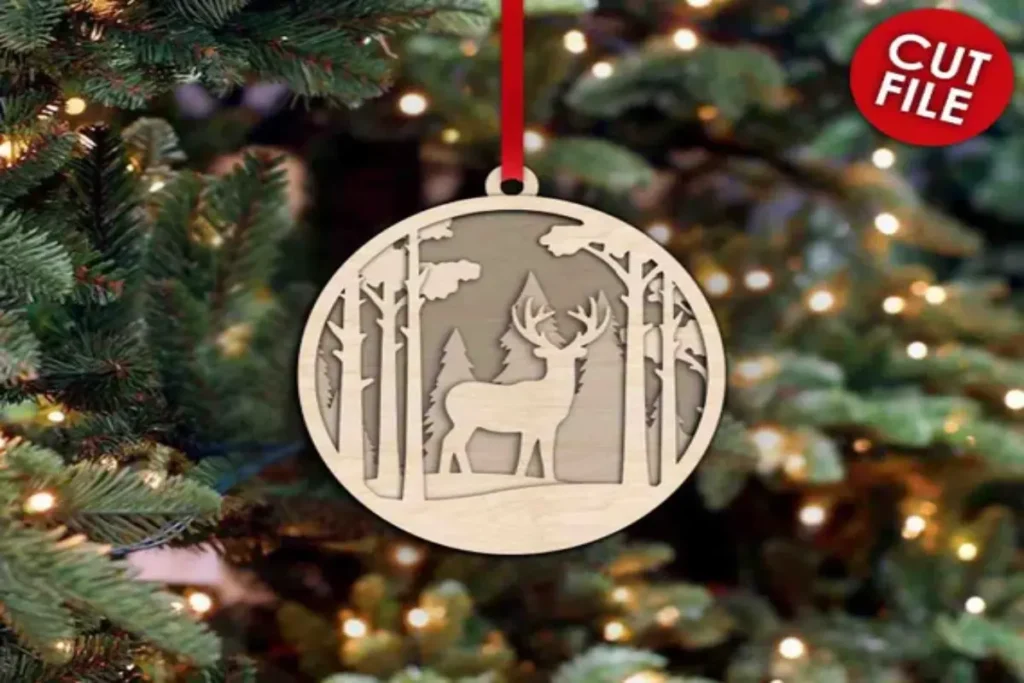Reindeer, 2022 Christmas Ornament, Glowforge SVG, Multi Layer
