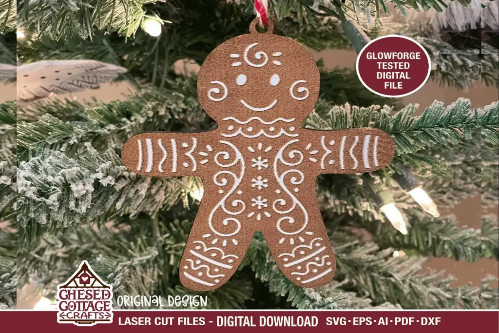 Laser Christmas Ornament SVG, Gingerbread Man Ornament