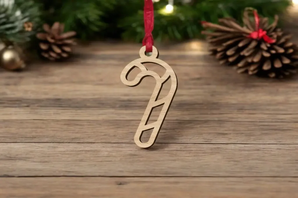 Laser Cut Christmas Candy Cane Ornament