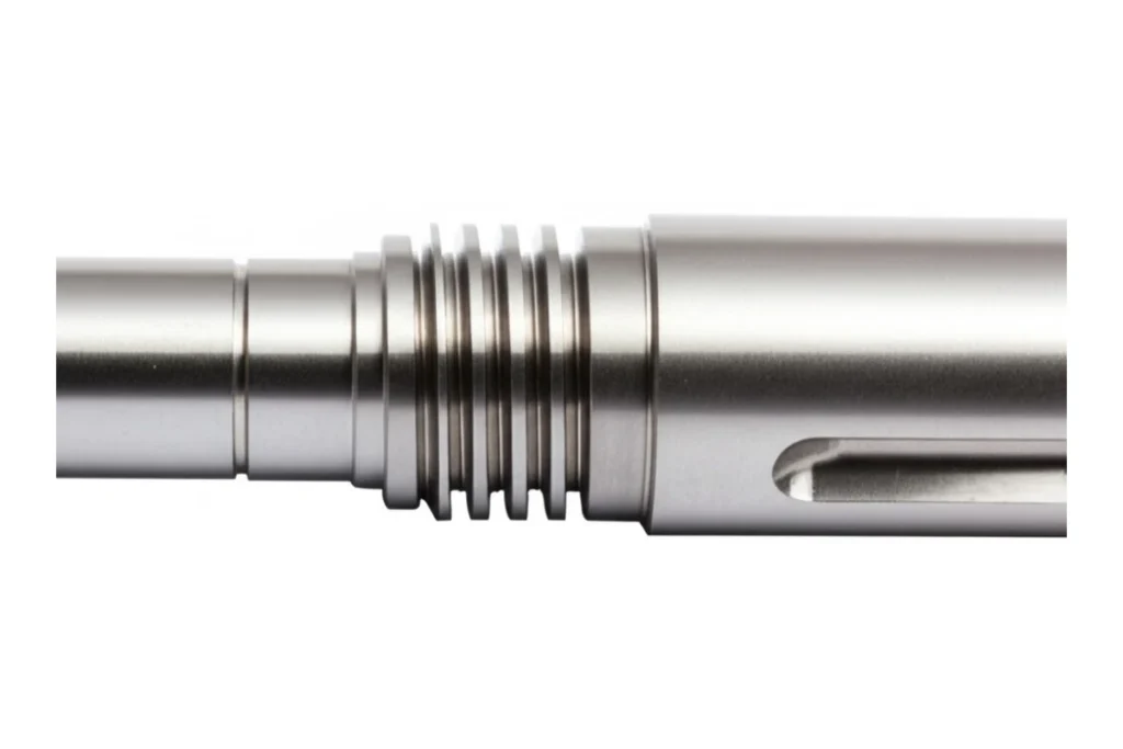 CNC turned parts including steel pins and stepped driveshaft components